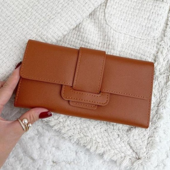 Brown Fold Over Long Wallet ID and Card holder Long Wallet - Picture 3 of 4